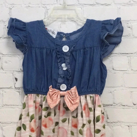 Wellie Kate Peach Jean Dress size 6/7T - Picture 2 of 5